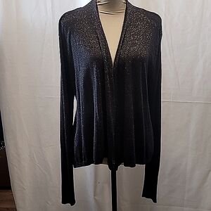 VERVE AMI LIGHTWEIGHT DARK BLUE WITH GOLD FLECK SWEATER SIZE L NWOT